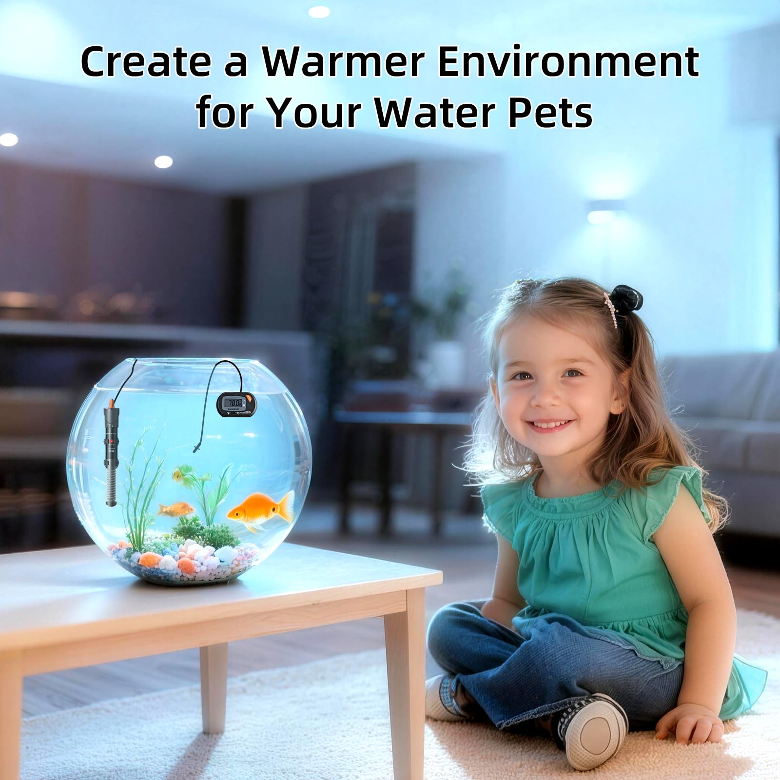 HiTauing Calentador de Acuario de 25 W/50 W/100 W/200 W/300 W, Calentador de pecera Ajustable con termómetro Digital, Calentador Sumergible de Tanque de Betta/Tortuga para Tanques de Agua Dulce y