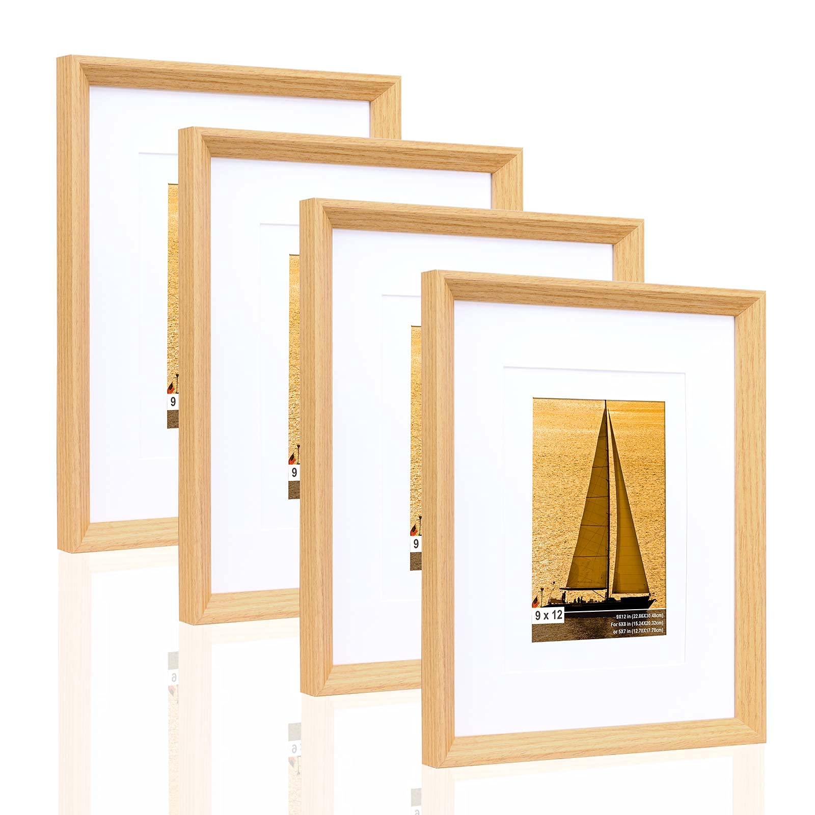 Picture Frames Beveled 9X12, in Wood Grain By Ellobo.