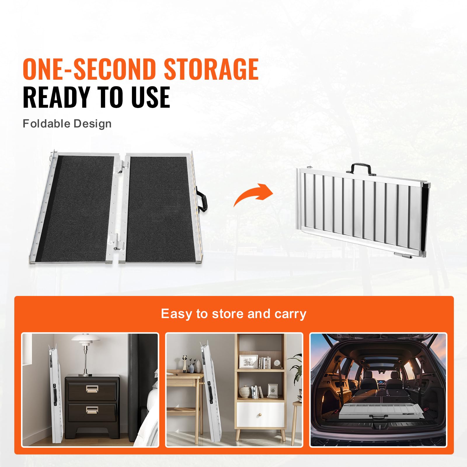 Happybuy Portable Wheelchair Ramp, 3 ft, 800 lbs Capacity, Non-Slip Aluminum Folding Threshold Ramp, Foldable Mobility Scooter Ramp for Home Steps, Stairs, Doorways, and Curbs