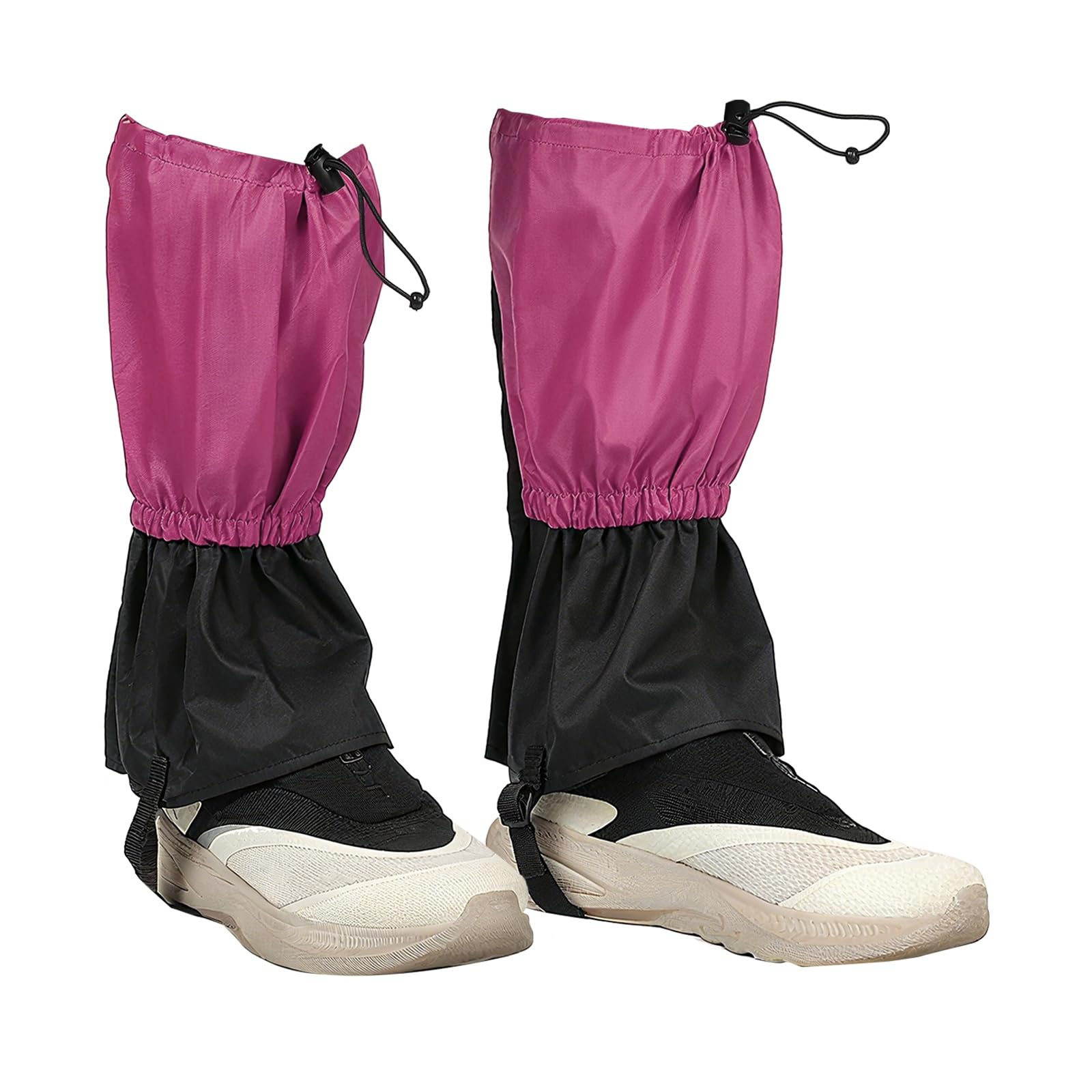 YELARXI Leg Gaiters, Snow Gaiters for Hiking Waterproof Adjustable Lightweight Snow Boot Guards with Foot Strap -Fitting for (Snowshoeing/Hiking/Hunting/Climbing), 14" & Rose Red