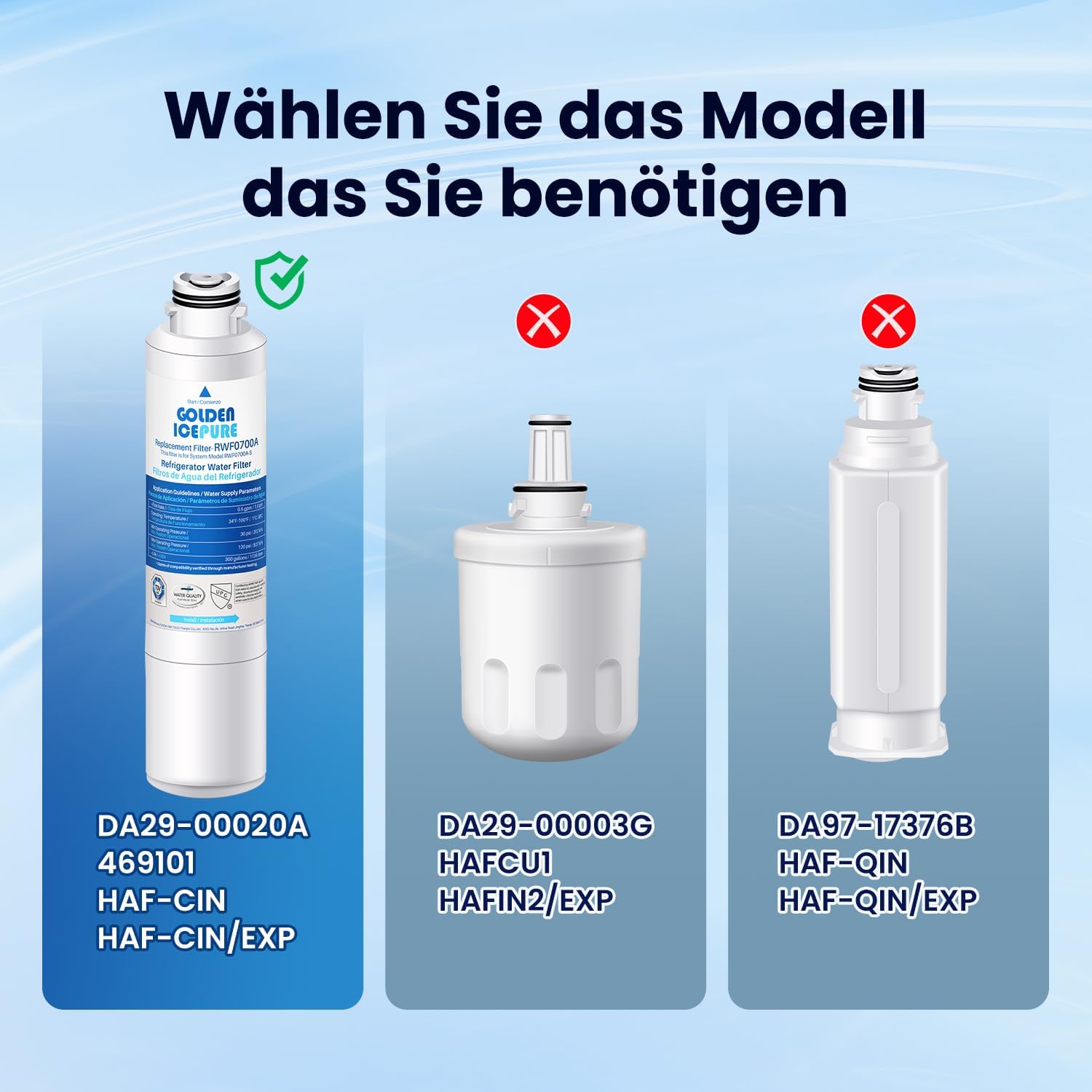 GOLDEN ICEPURE Filtro de agua de refrigerador Compatible Con Samsung DA29–00020B, DA29–00020 A, haf-cin/EXP, 46–9101 blanco, 3 piezas