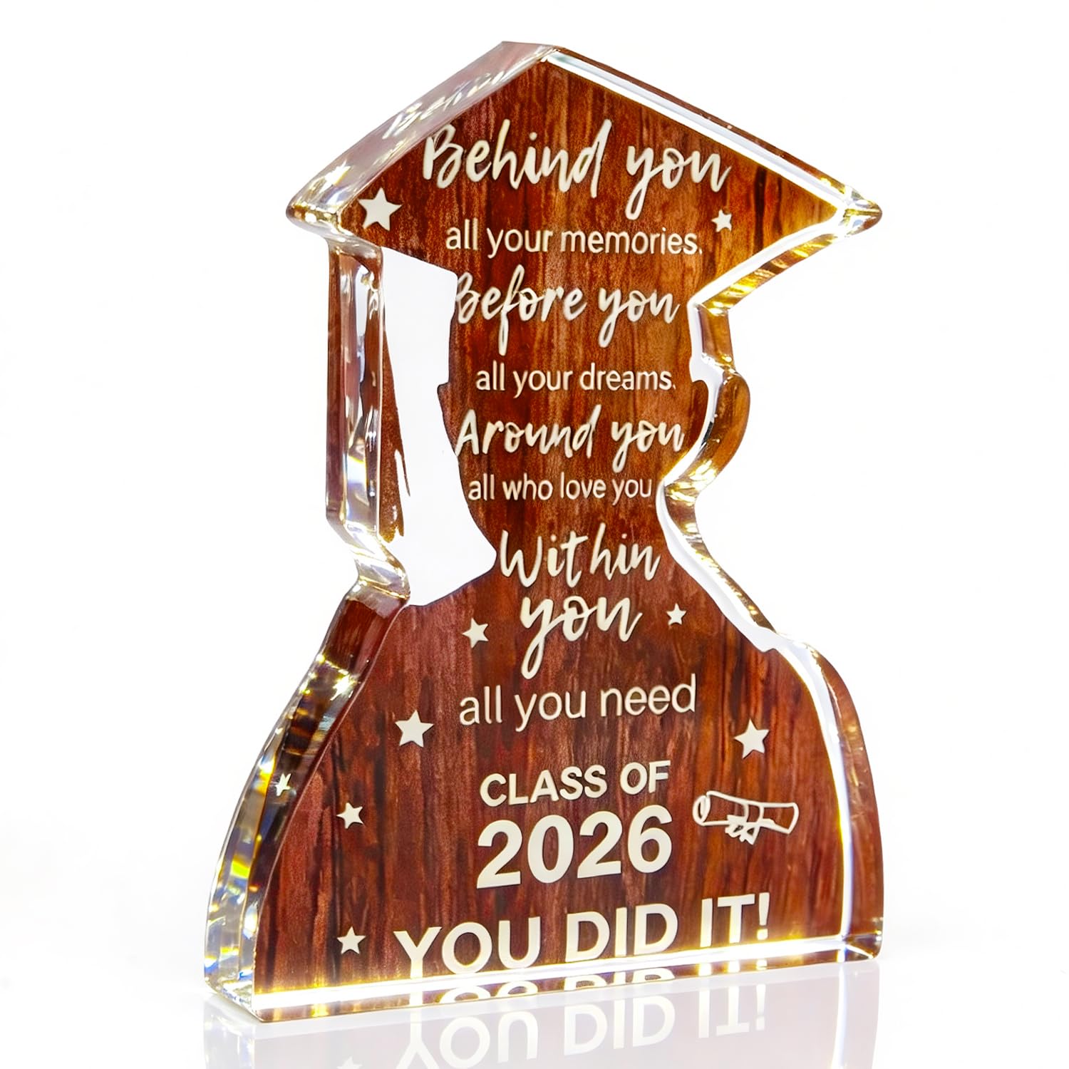 2026 Graduation Decorations Class of 2026, Personalized Acrylic Plaque Inspirational Senior Keepsake, College University High School Middle School Graduation Gifts for Men Him Son