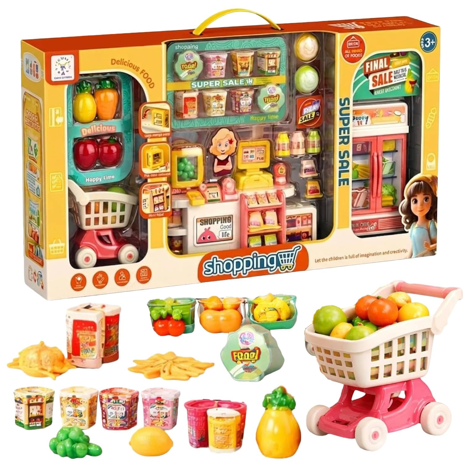FunBlast Kids Supermarket Shopping Play Set with Trolley & Grocery Accessories | Pretend Play Store Toy, Role Play Toys for 3+ Years Kids, Boys & Girls-image-48