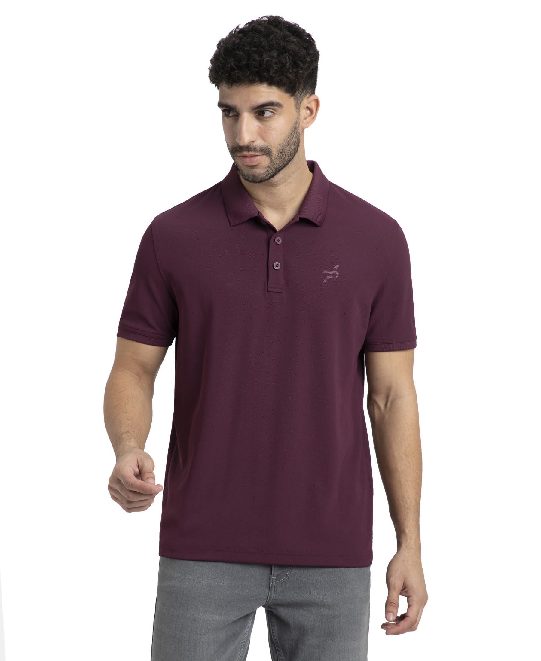 AM38 Men's Microfiber Polyester Regular Fit Solid Half Sleeve Polo T-Shirt with Stay Dry & Stay Fresh Technology