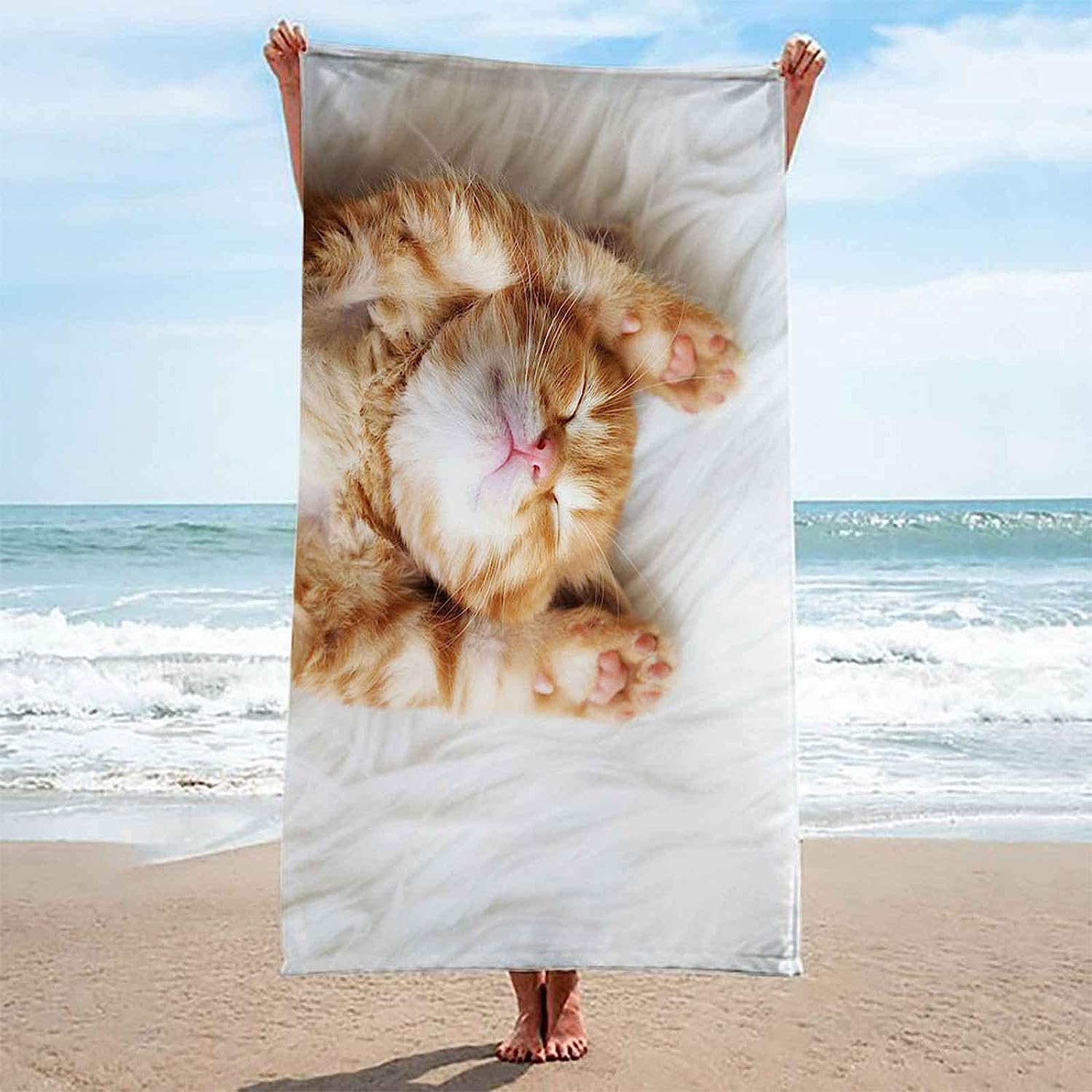 Mikrofaser Strandtuch - Gelbes Tierkätzchen XXL 200 X 200 cm Schnell Trocknendes, Weiches, Leichtes, Pflegeleicht, Kompaktes, Sandfreies Handtuch, Perfekt Für Strand Schwimmen -7H5H