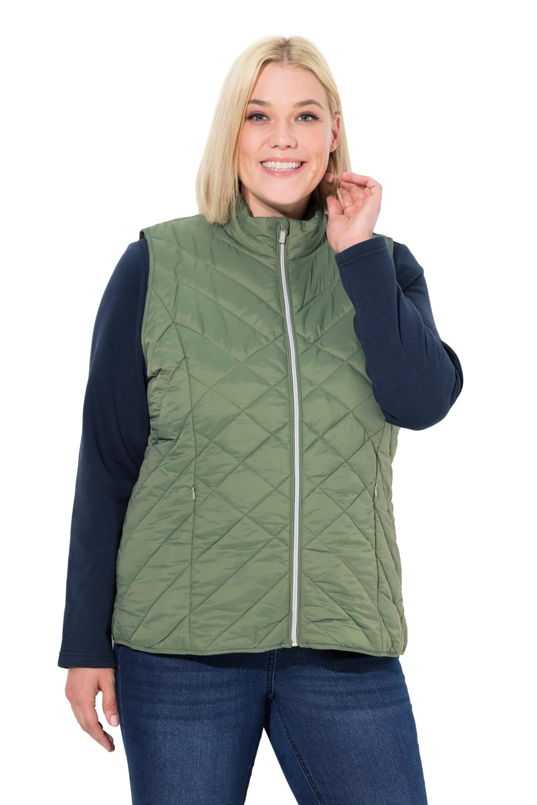 Ulla Popken Damen große Größen Übergrößen Plus Size HYPRAR Funktions-Steppweste, Kontrastfutter, wasserabweisend 840047