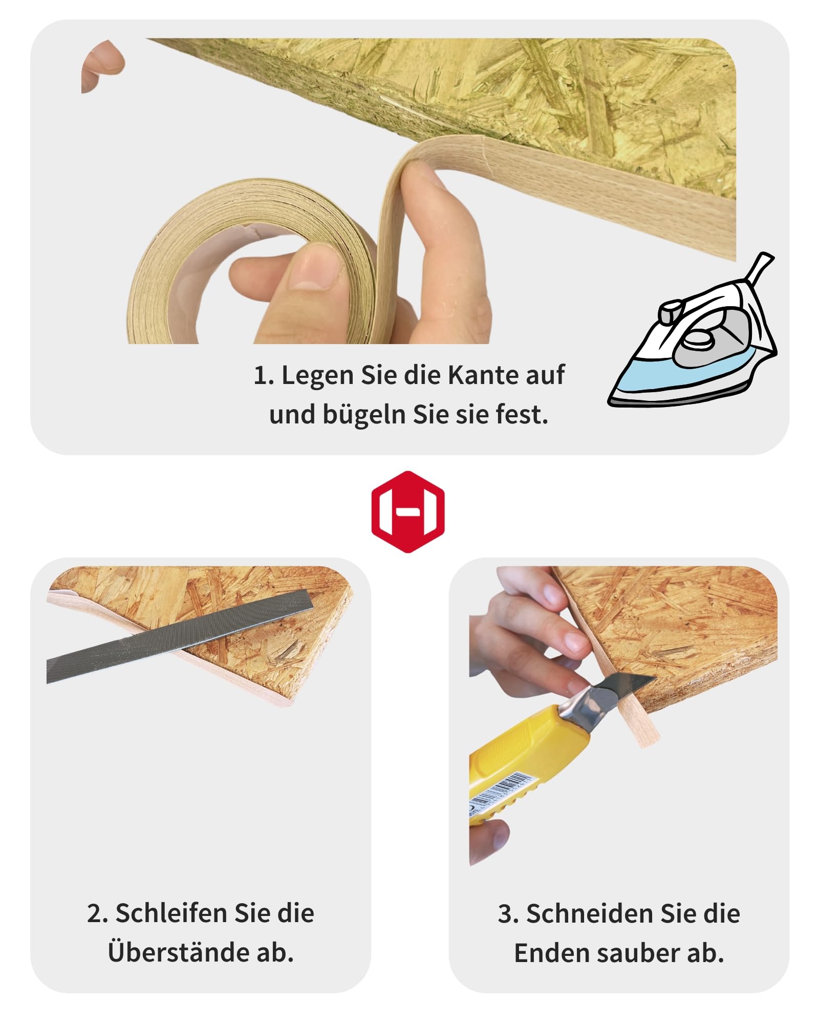 Gedotec Cubrecantos 40 mm | Rollo de 100 m | Roble Lancelot | Cubrecantos para pegar | con adhesivo termofusible integrado | Cinta para bordes de muebles | Tira de melamina | Chapa de madera | Cinta