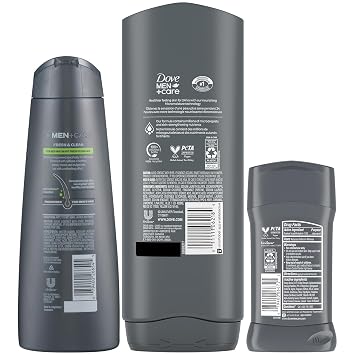 Dove Men + Care Bundle Extra Fresh Body Wash & 72H Deodorant + Fresh + Clean 2-in-1 Shampoo and Conditioner, Citrus Scent (3 Piece Set)