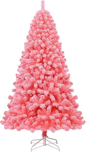 Miniatura 9 de BestComfort Árbol de Navidad rosa de 75 pies árbol de Navidad flocado con 1364 puntas de ramas de PVC soporte de metal sólido ramas flexibles con