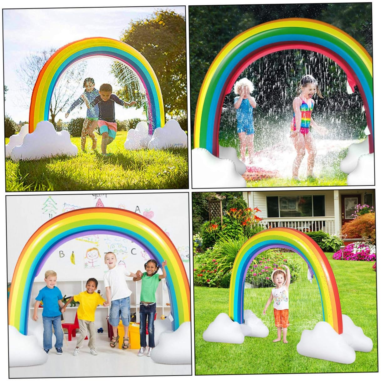 Arcoíris Inflable Aspersor para Niños, Juguete de PVC Resistente para Jardín y Césped, Adecuado para Juegos de Agua al Aire Libre