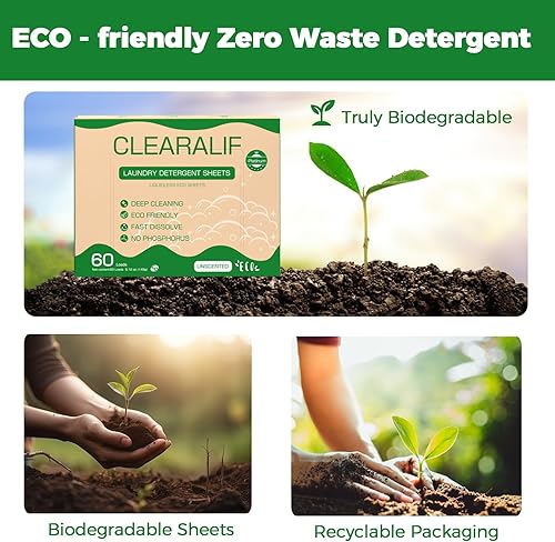 Miniatura 7 de Hojas de detergente para ropa de hasta 60 cargas, frescas sin perfume, ideales para viajes, apartamentos, dormitorios, sin plástico, sostenible,