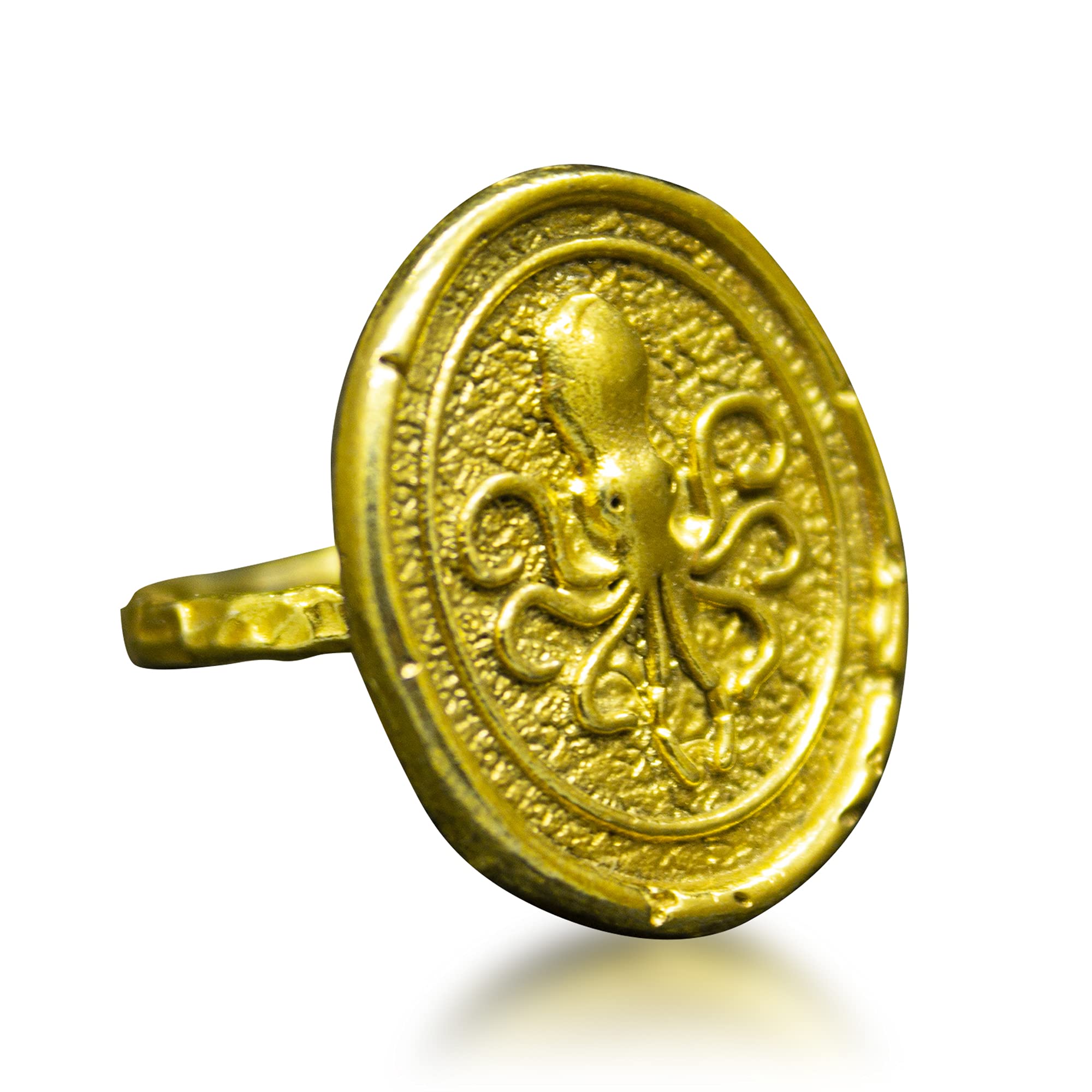 Ancient Octopus Gold Signet Ring | 925 Sterling Silver 24K Gold Plated | Greek Octopus Jewelry | Animal Ring | Christmas Gift by Pellada