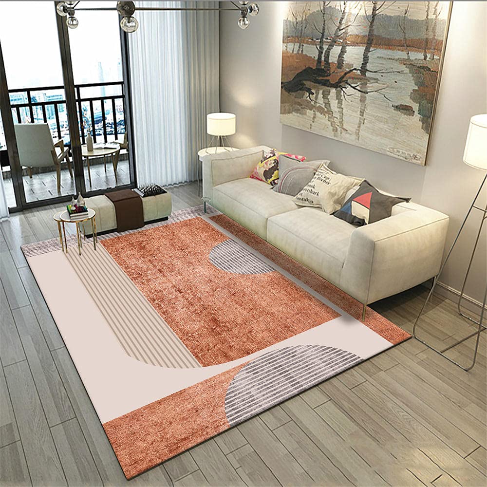 Tapis extérieur orange rose 200x300cm design graphique tissé