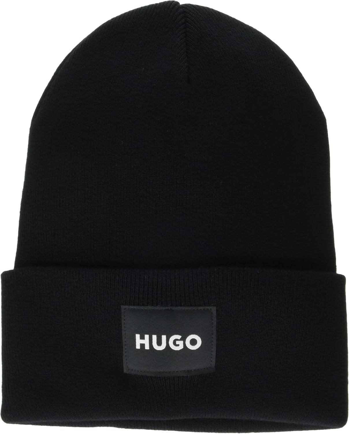 Hugo Mens Patch Logo Ribbed Beanie