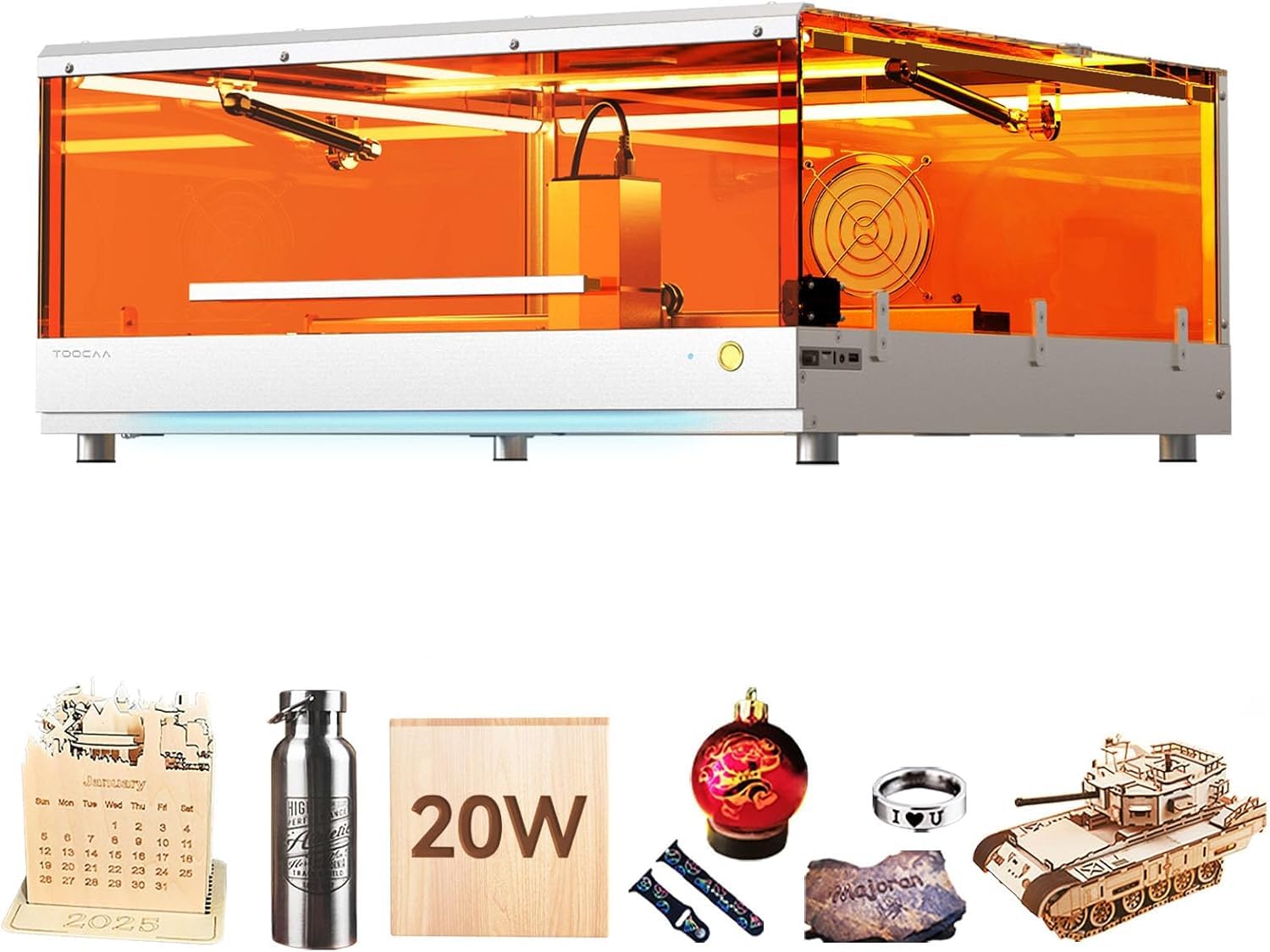 TOOCAA 20W Enclosed Laser Engraver Machine,Professional Software, 22" x 22" Bed Size,Class 1 Safety Laser Cutter and Lazer Engraving Machines for Tumblers Wood Metal Acrylic