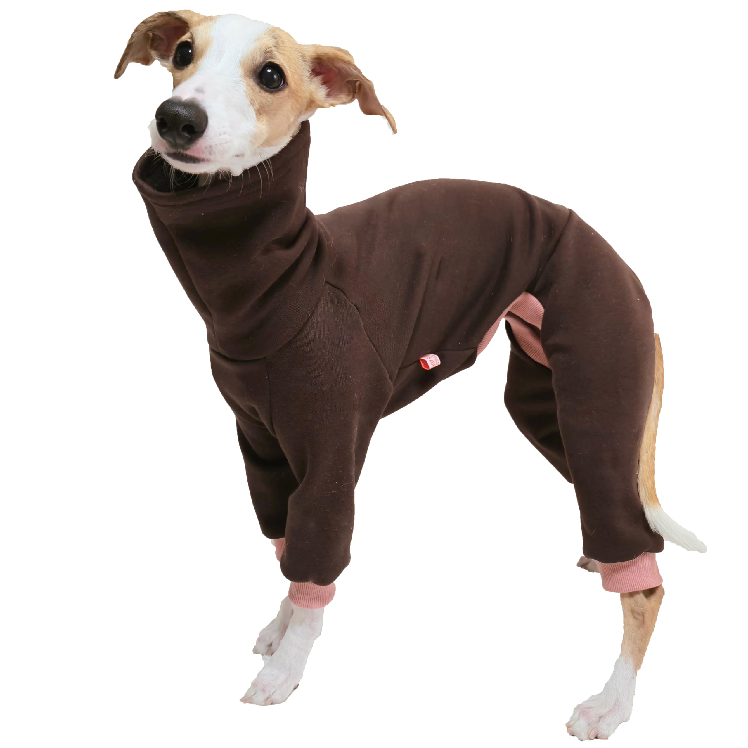 D Doggy Star Italian Greyhound Clothes Stretchy Fleeced Lining Simple Onesie Whippet for Dog Coat (XL,Simple Brown) โ image 1