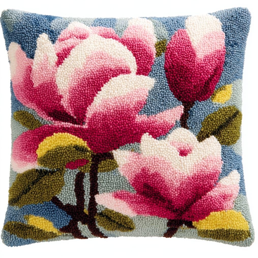 AxiangziK DIY Latch Hook Pillow Set 43x43cm,Magnolia