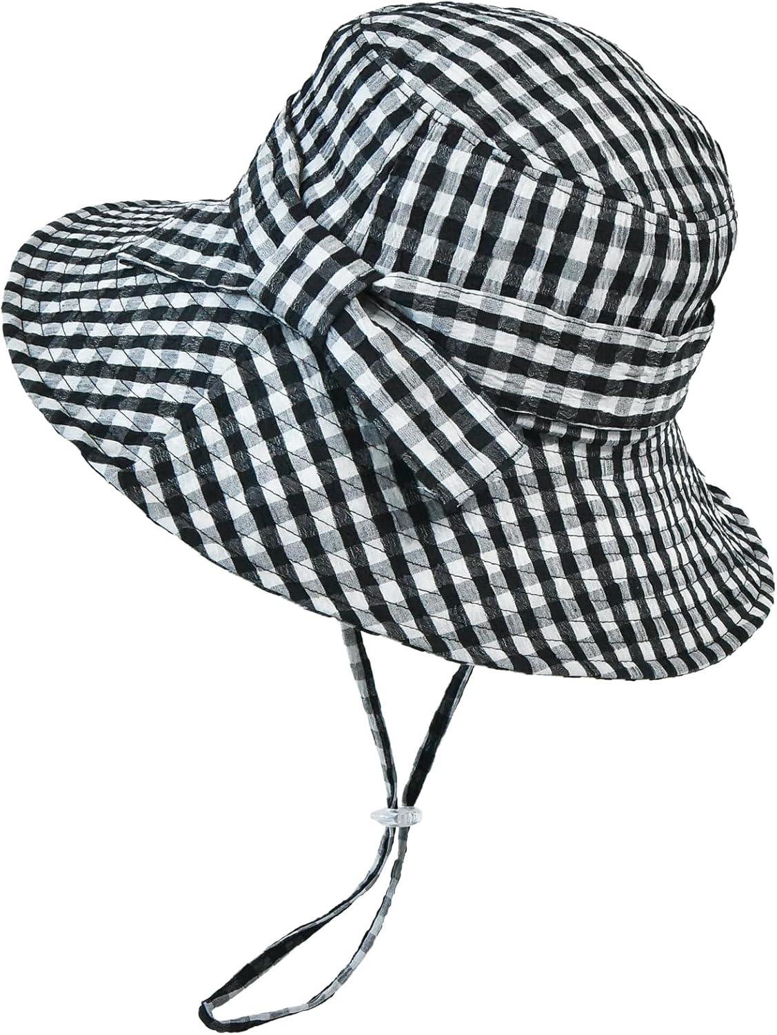 Women's Summer Plaid Sun Hat 100% Cotton Beach UV Protection Fishing Hat - Image 2