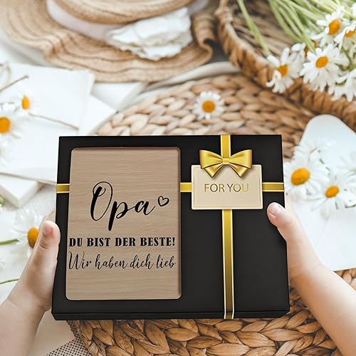 Miniatura 6 de Opa Du Bist Der Beste - Marcos de fotos de madera para abuelo alemán, regalo de Navidad para abuelo de parte de nietos, marco de fotos de madera
