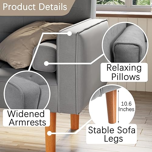 Miniatura 8 de Furmax Sofá cama convertible reclinable, sofá cama reclinable tapizado, sofá futón plegable de tela moderna para sala de estar compacta, apartamento