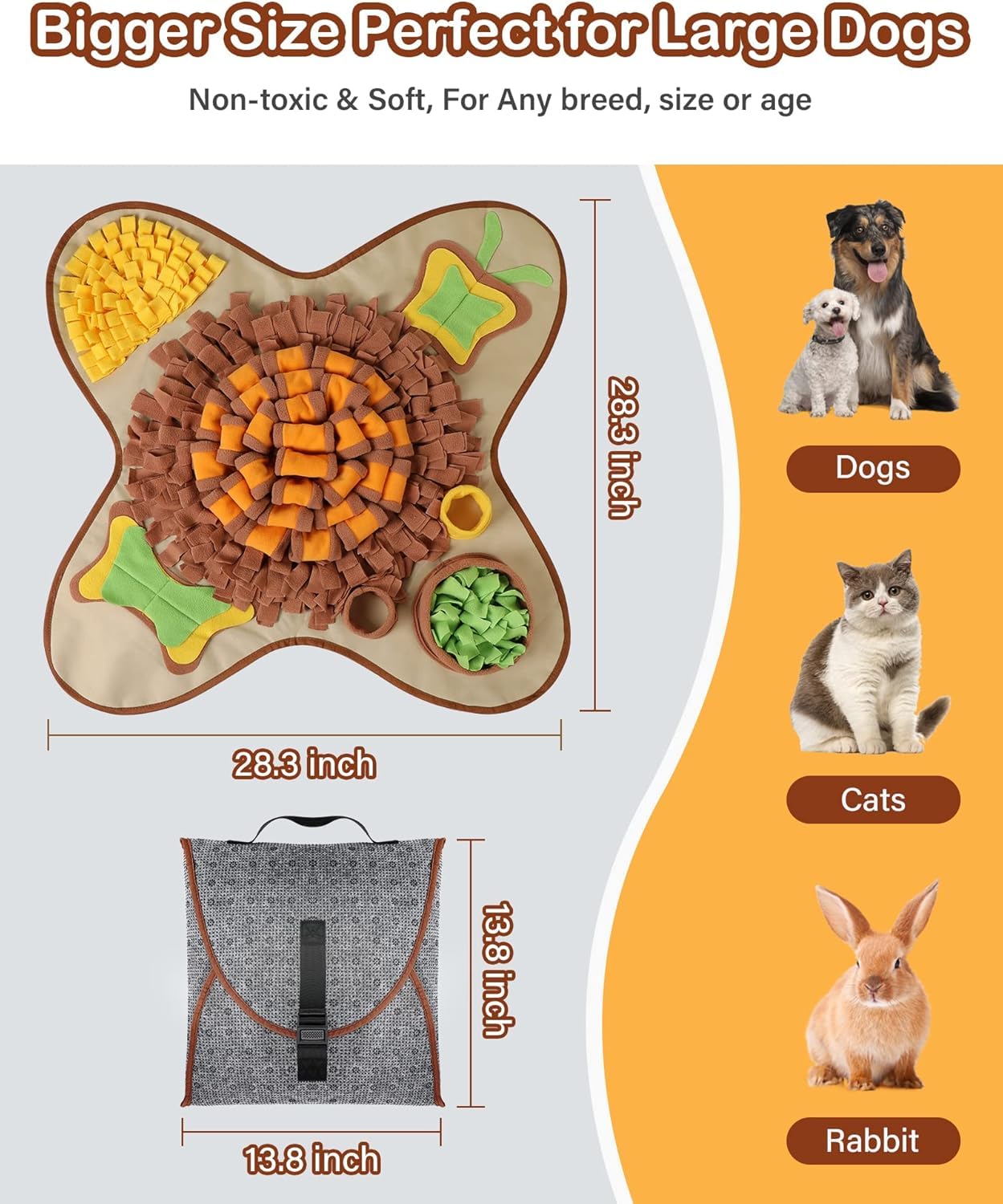 HOPET Schnüffelmatte für große Hunde, interaktive Trainings-Futtermatte, geistige Stimulation und langsames Füttern, Spiel für alle Rassen