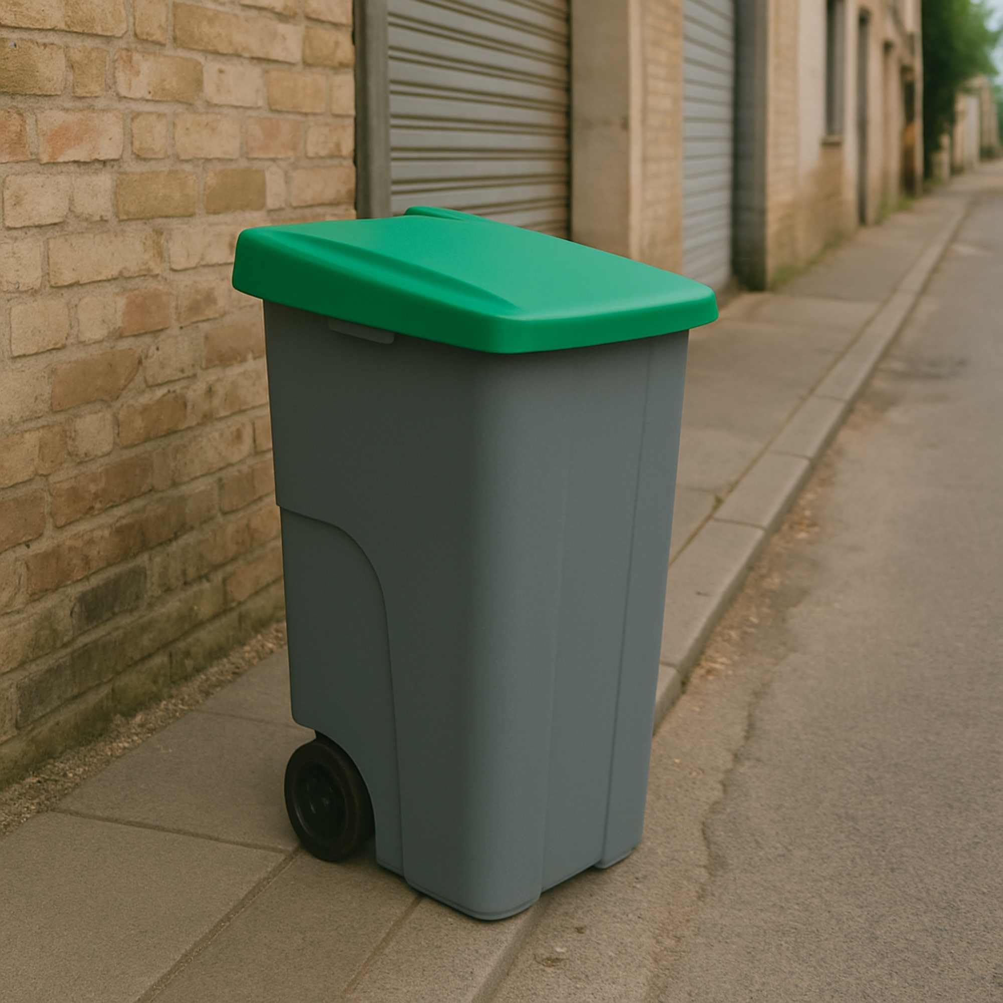 Well Home Contenedor Reciclo 85 litros Cerrado, Verde, 76x57x42 cm