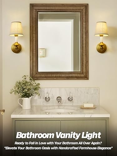 Miniatura 3 de Lámpara de pared vintage de tela rústica, lámpara de pared de tela de lino rústica, lámpara de pared con acabado de latón antiguo cableado para