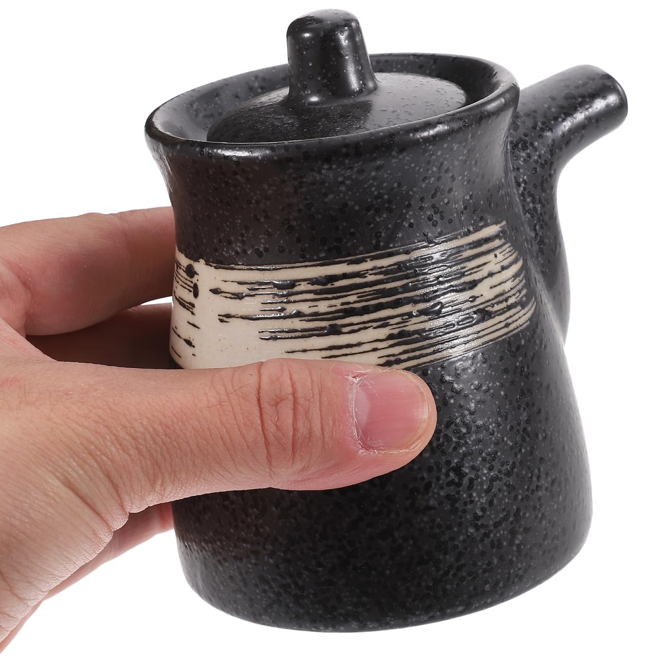 DOITOOL 2 dispenser di olio d'oliva, vaso di salsa di olio in ceramica, vaso di condimento di soia in stile giapponese, bottiglia di salsa di soia da 160 ml (nero)