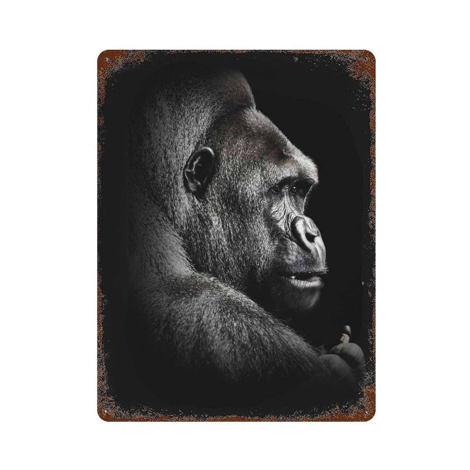 Gorilla Face Poster Rusty Metal Tin Sign 15.7"x11.8", Vintage Wall Decor for Garage, Pub Or Kitchen