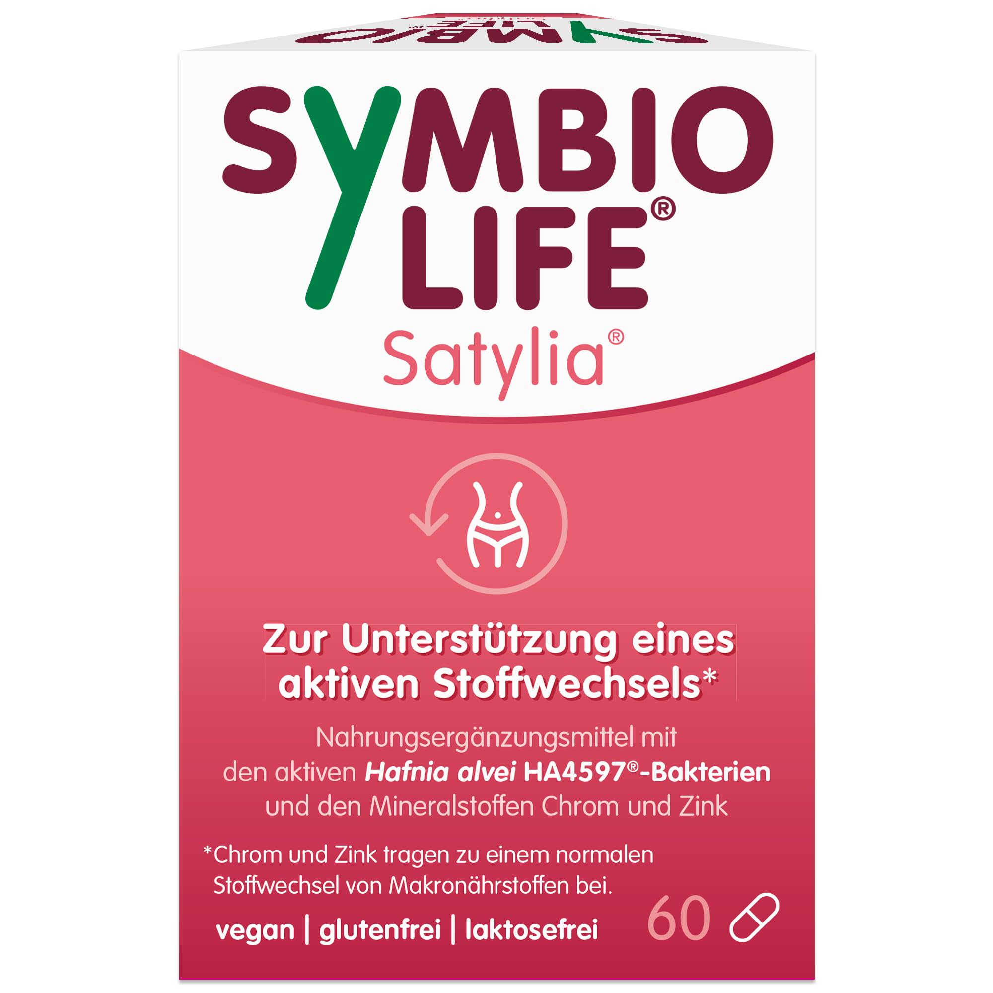 SymbioLife Satylia unterstützt den aktiven Stoffwechsel, 60 Kapseln | Mit Hafnia alvei HA4597, Chrom-Picolinat & Zink-Bisglycinat - vegan, glutenfrei, laktosefrei, magensäureresistent