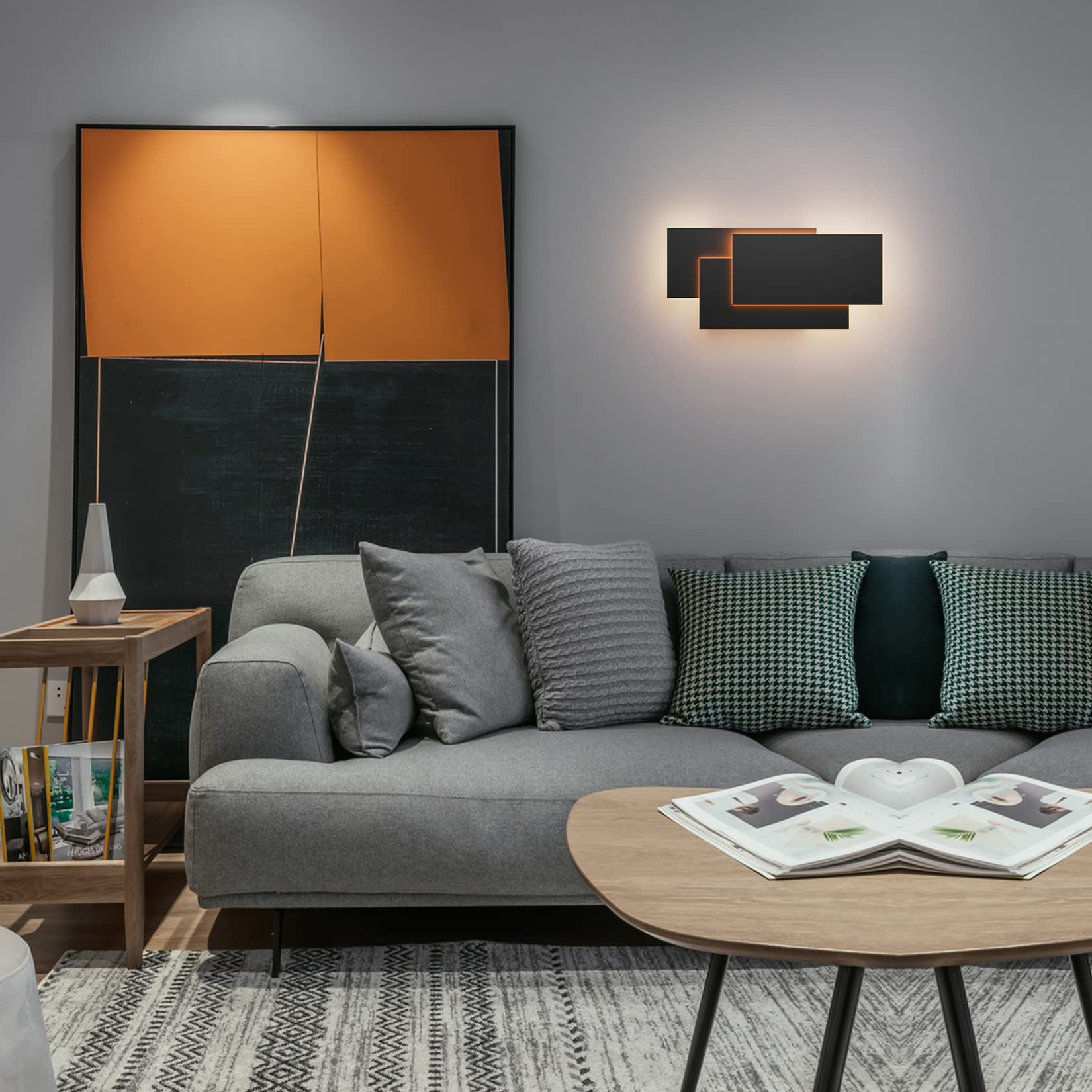 K-Bright 24W LED Apliques De Pared Lamparas De Pared IP20,llevó Arriba y Abajo Diseño,Aplique Decorativo,Blanco Natural,Negro