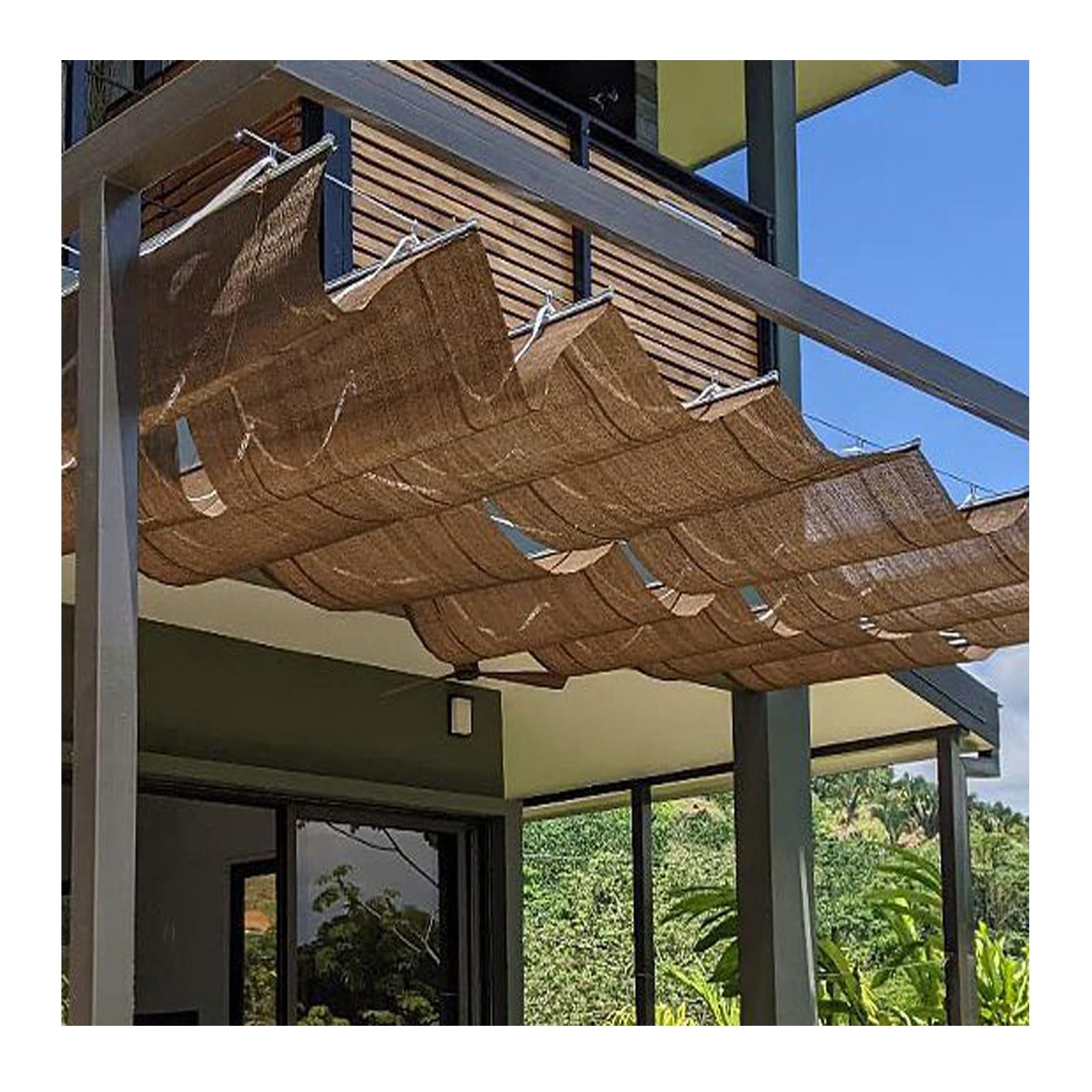 Copertura di ricambio per pergola retrattile, per esterni, patio, giardino, tenda telescopica con kit di montaggio, resistente ai raggi UV