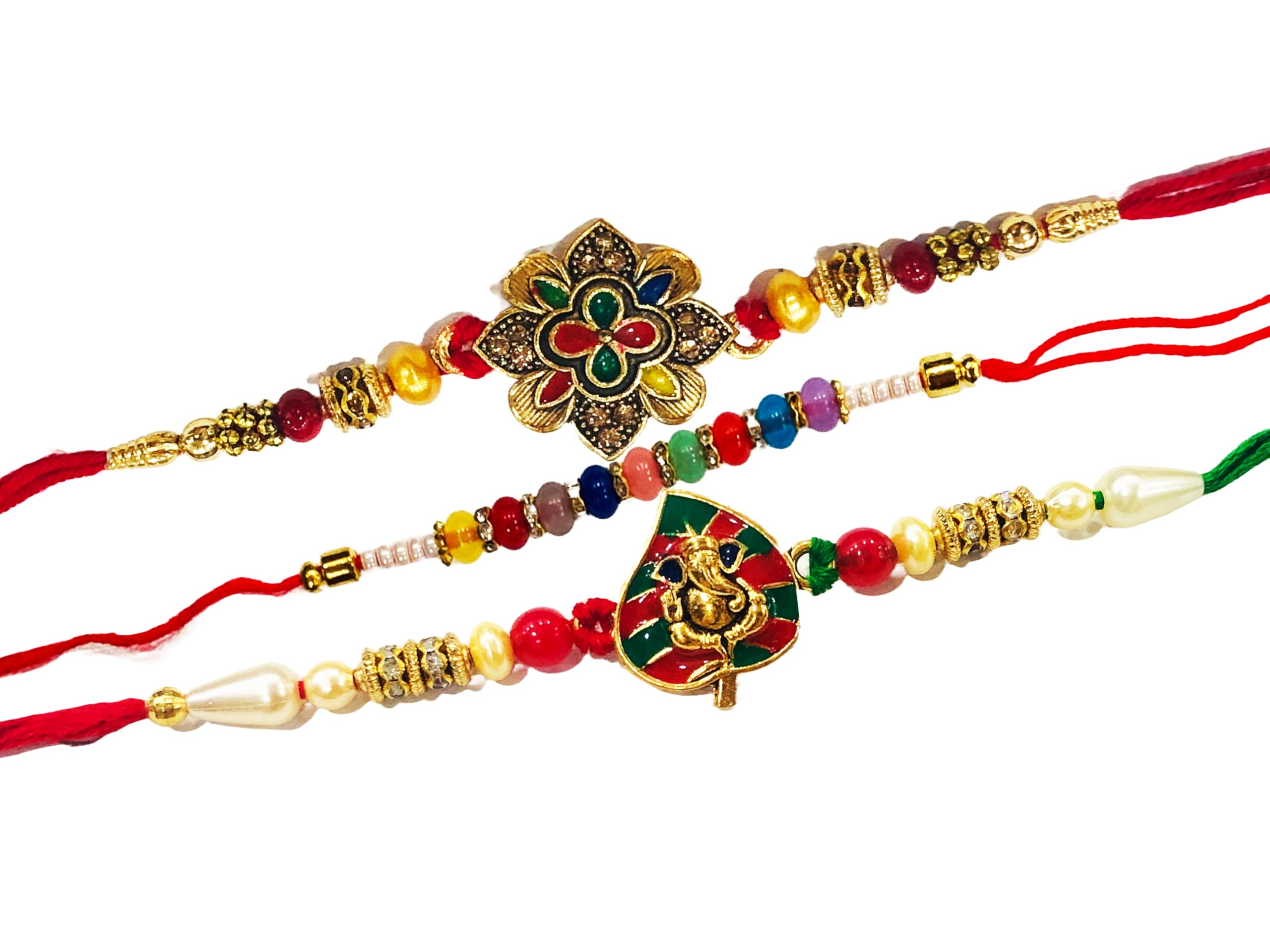 SHOPMEFAST Premium Handcrafted Rakhi, Mixed Designer Rakhi, AD Stone Beads Rakhi Combo for Brother, MultiColor, Rakhsha Bandhan Fancy Rakhi Set with Pearls For Bhaiya, Bhai, Kids (Mixed- Pack Of 3) (B0D9W7TYV1) Amazon Price History, Amazon Price Tracker