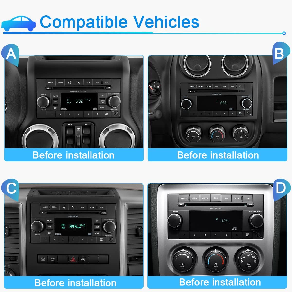 swtnvin car stereo radio android 11 dvd player for jeep wrangler dodge chrysler liberty commander patriot compass 6 2 inch touchscreen built in blueto