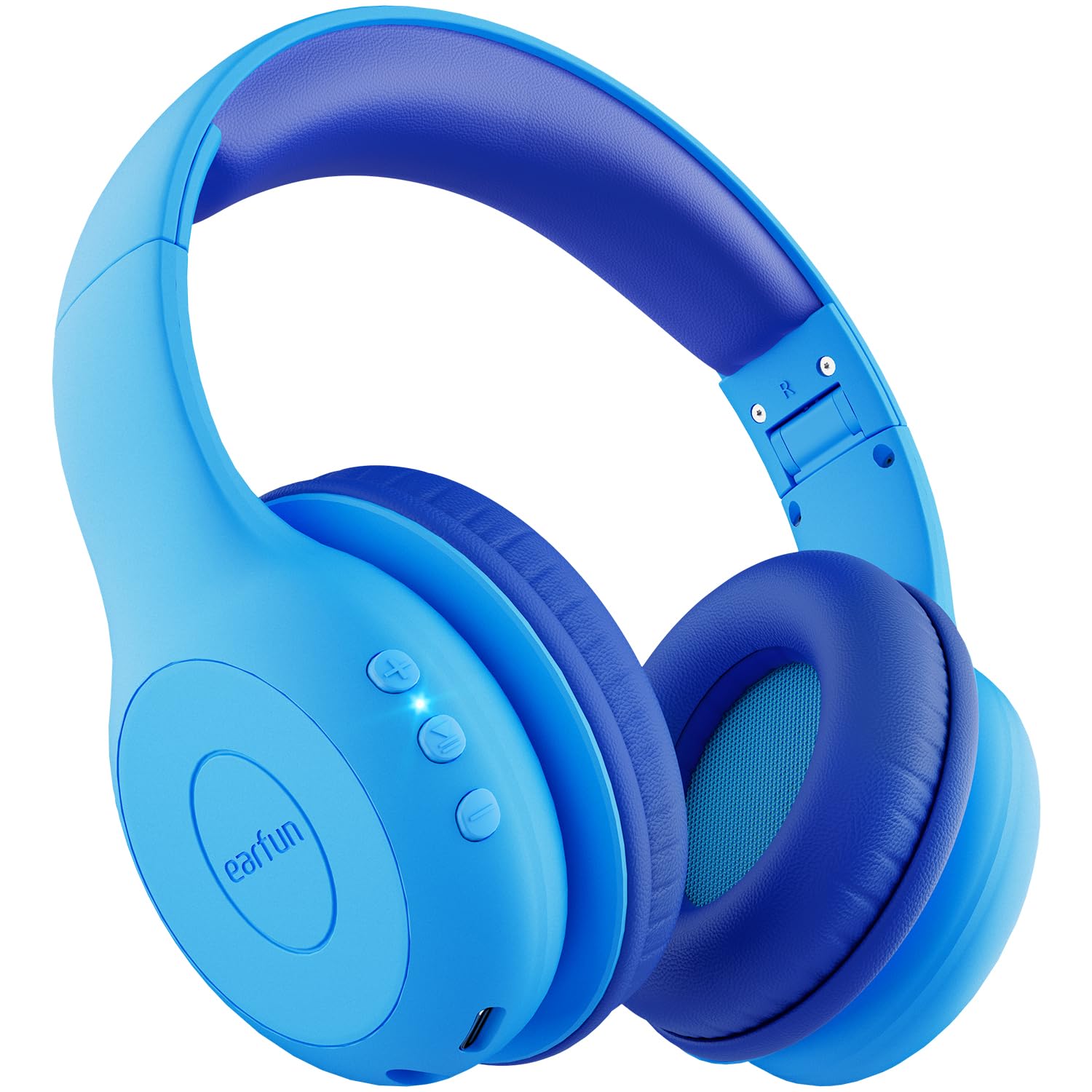 EarFun Kids Bluetooth Headphones, K2 Kids Headphones with Volume Limited, 60H Playtime, Bluetooth 5.4 Headphones with Mic, Stereo Sound, Foldable Over-Ear Headphones for Kids/School (Royal Blue)