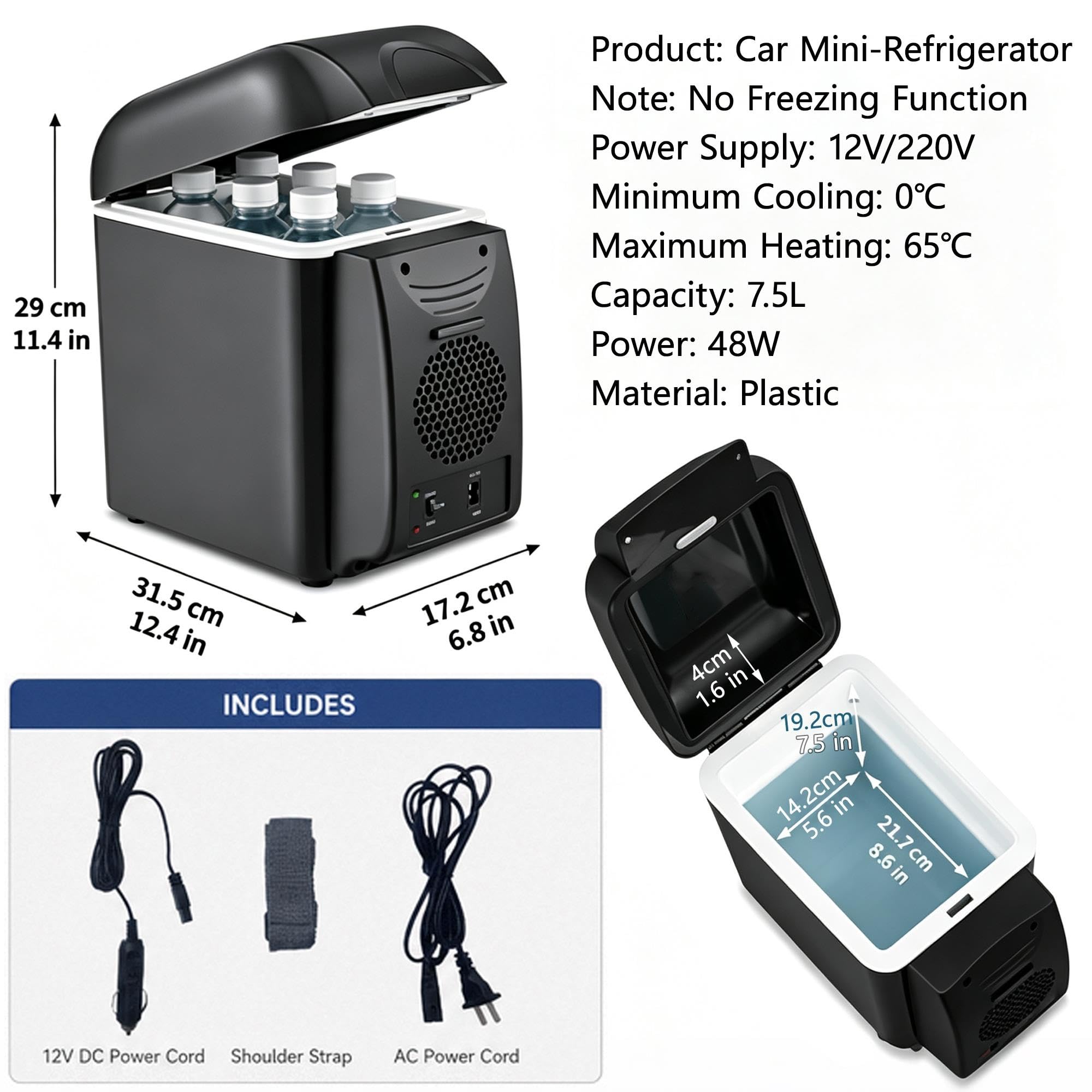 Mini Frigo Portatile 7.5L, Raffredda e Riscalda 12V 220V per Auto e Casa