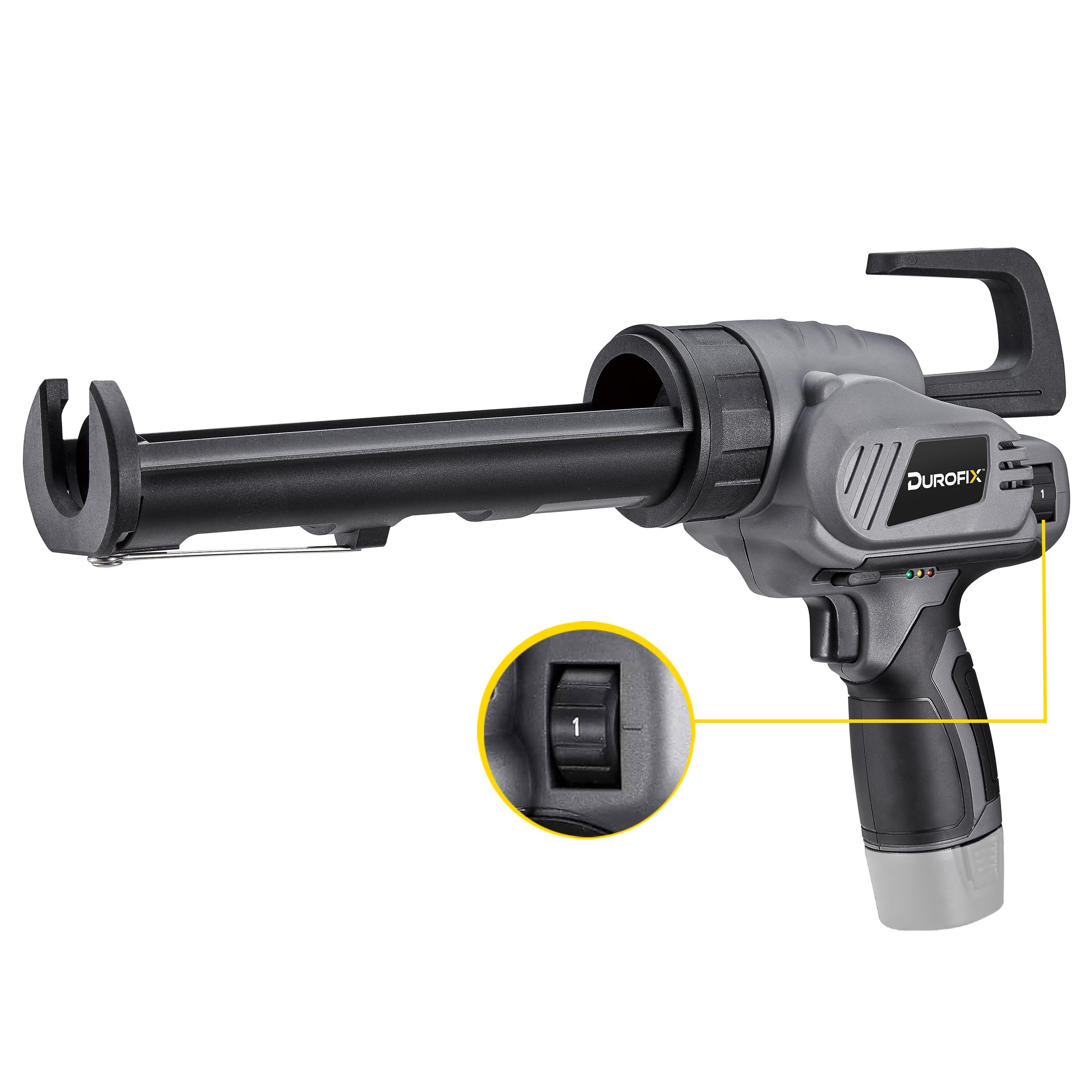 Durofix RZ1230T G12 Series Cordless Powered Automatic Caulking Gun for 10 oz. Cartridge, w/ 8 Speed Dial - BARE TOOL ONLY