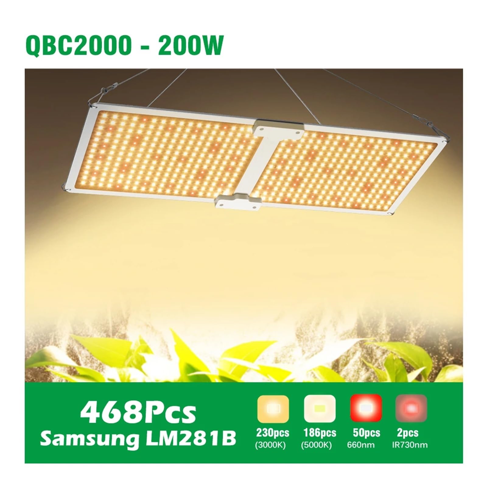 Lampe de Plante, LED élèvent la lumière LM281B 2000W 4000W 6000W Lampe Phyto à Spectre Complet Semblable Soleil quantique for l'éclaira de Croissance des Plantes de Serre.(QBC6000)
