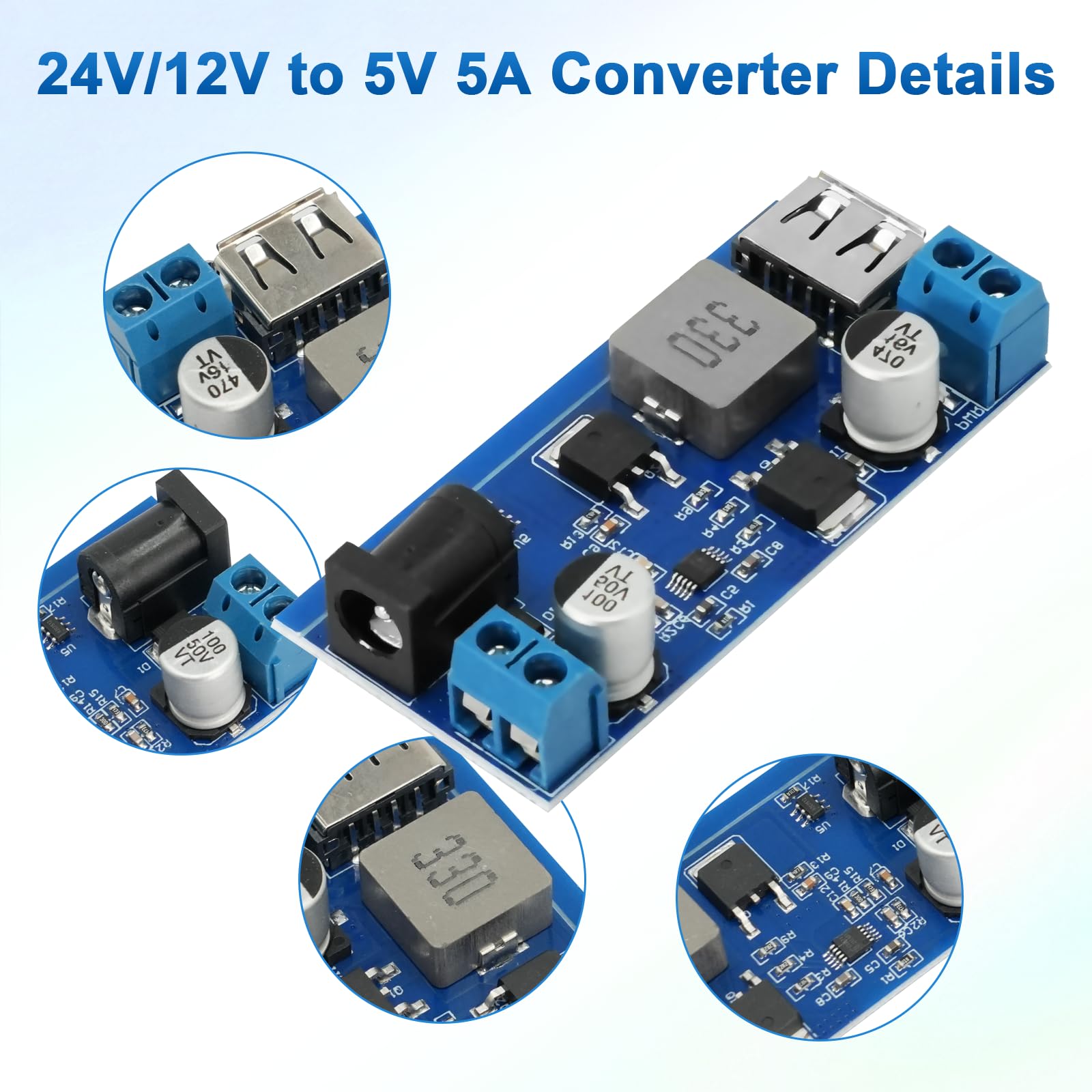Convertisseur 12V Vers 5V RUIZHI 3A USB Type-C - Abaisseur Alimentation Voiture Bateau Camion