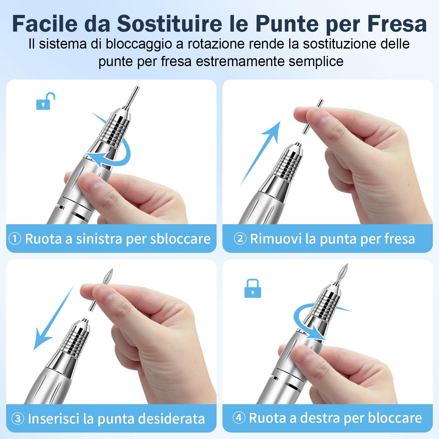 NAILGIRLS Fresa per Unghie Professionale 35000RPM, Fresa Unghie, Lima Per Unghie Elettrica, Lima Unghie Elettrica con LED Intelligente e Modalità Pedale, Portatile per Rimozione Gel/Smalto (Bianco)