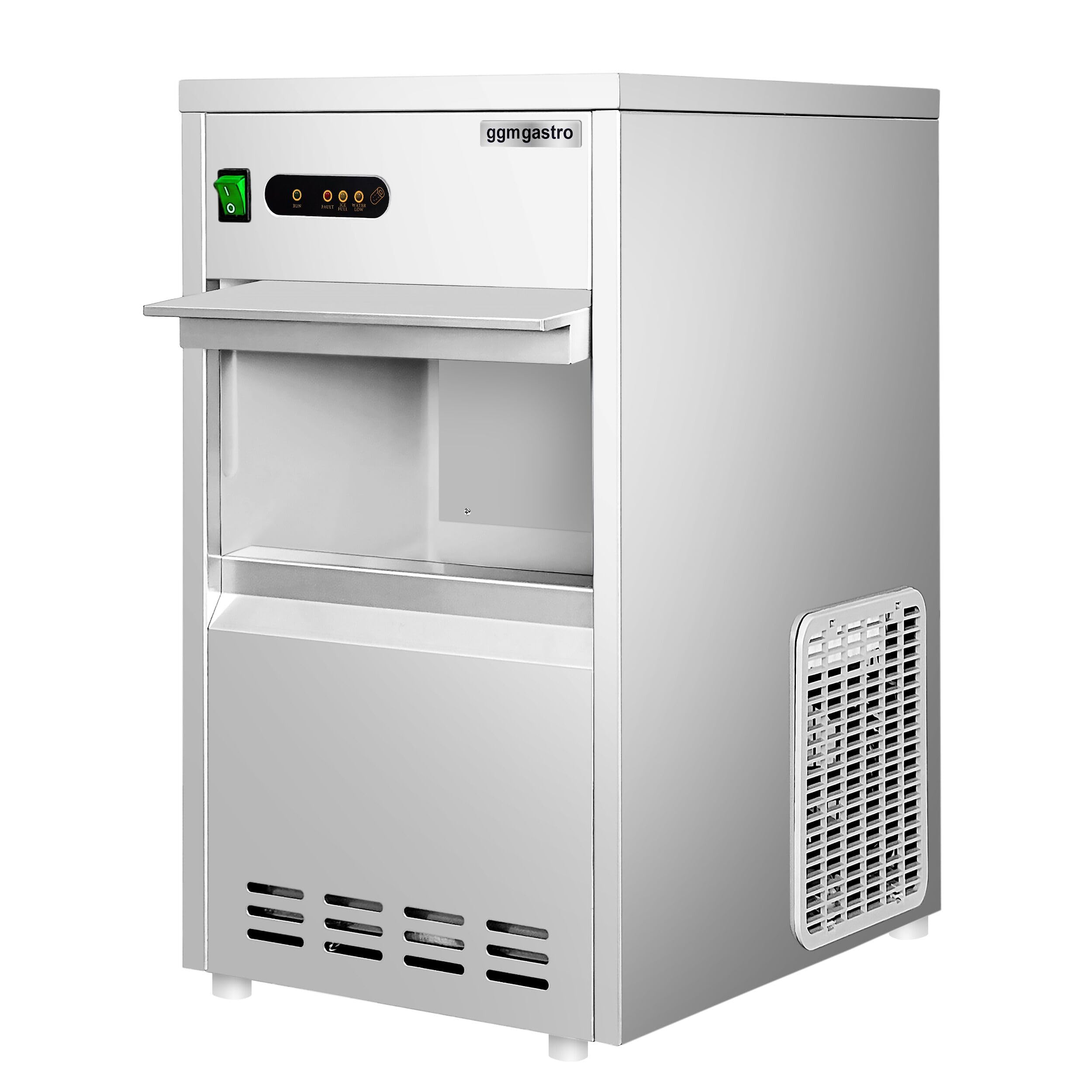 GGM Gastro Flockeneisbereiter 30 kg/24h | Robuste Edelstahlkonstruktion, integriertes Reinigungsprogramm, platzsparende Frontbelüftung, steckerfertig, pflegeleicht