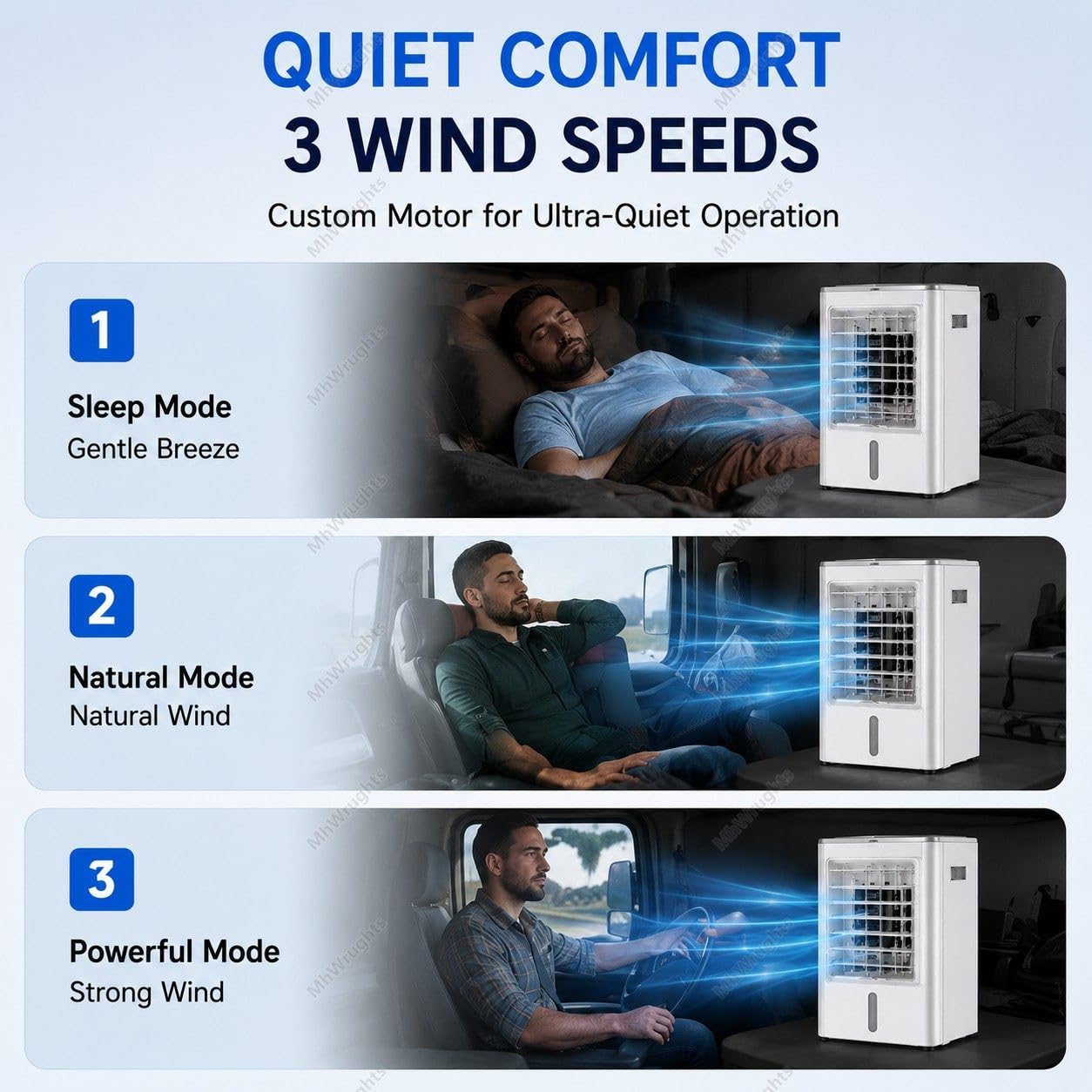 Raffrescatore d'aria portatile 12V/24V, mini condizionatore evaporativo 4 in 1 con serbatoio dell'acqua da 4 litri, ventilatore di raffreddamento con telecomando per camion e camper car&home-12V