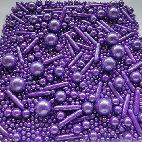 Miniatura 3 de Gránulos comestibles de azúcar con perlas moradas, tamaño mixto, para hornear, decoraciones comestibles para pasteles, decoración de galletas, boda,