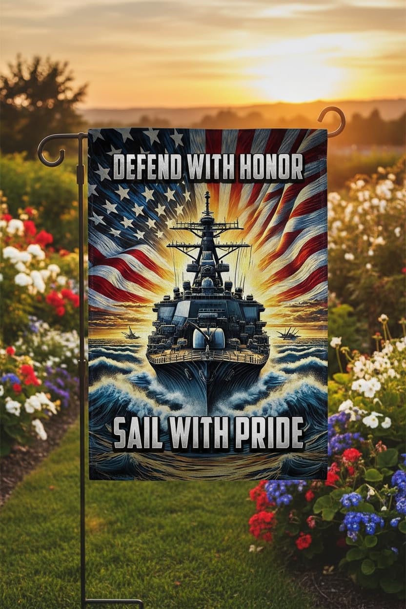 US Navy Garden Flag 12x18 Inch - Double Sided Patriotic Battleship Decor for Outdoor & Indoor, Weather Resistant for Veterans & Military Families - Image 6