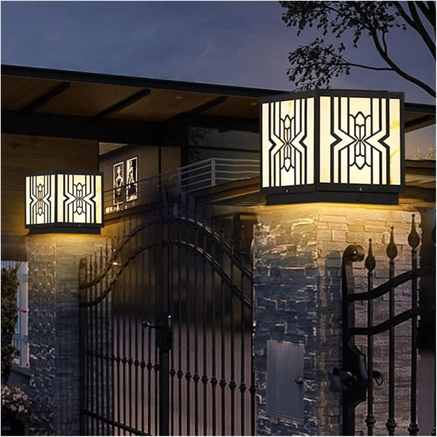 Lampa ścienna Zewnętrzna lampa solarna LED Akcesorium Słoneczne światło słupowe LED Zewnętrzne oświetlenie uliczne trawnik ogród LED Kwadratowe oświetlenie filarowe Patio Paisa