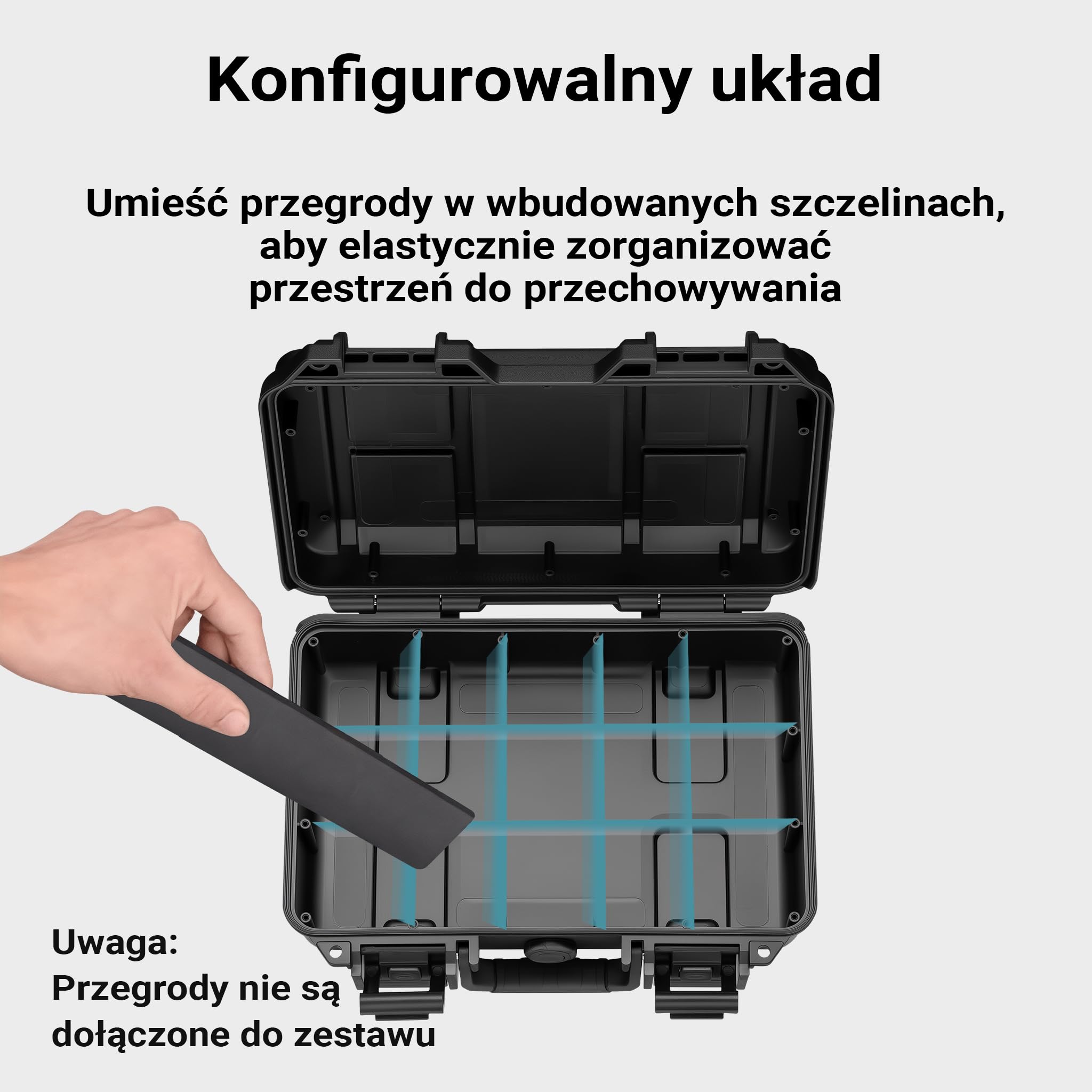 Wiltec Walizka uniwersalna 32 x 22,9 x 11,2 cm z pianką, wodoodporny kufer z PP i włókna szklanego z systemem na przegródki