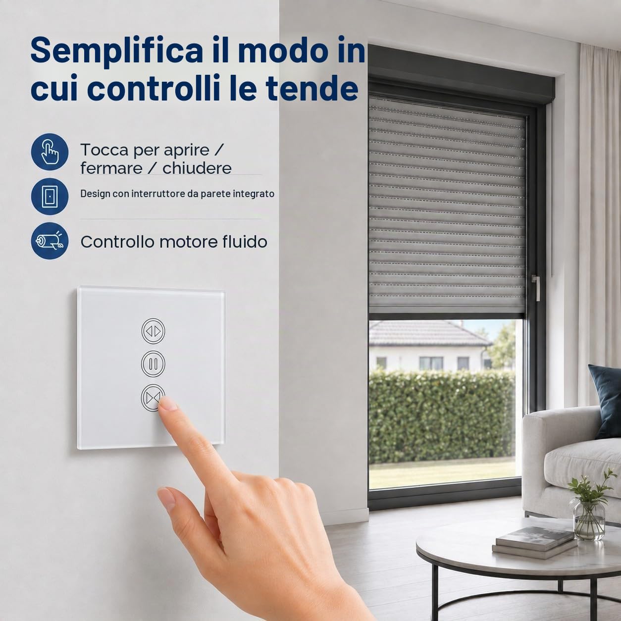 LoraTap 4 x Interruttore Tapparelle Collegato, Apertura Regolabile, Interruttore Tenda Tende WiFi, Compatibile con Alexa Google Home per Controllo Vocale, Timer Intelligente Motore a Parete