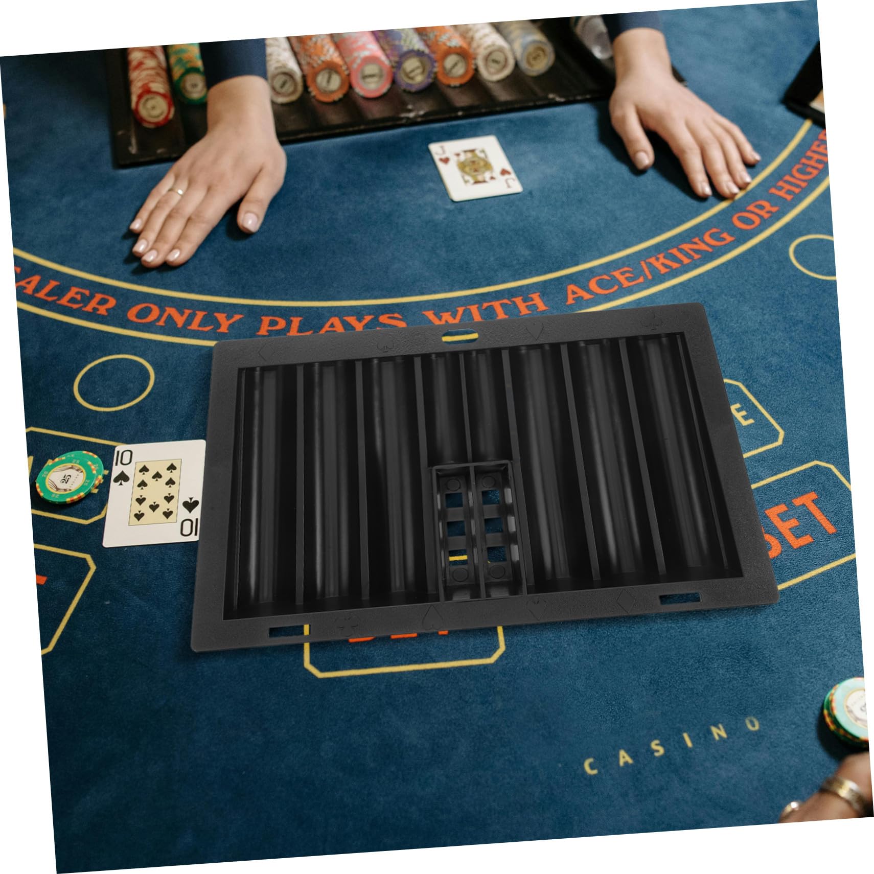 Vassoio Porta Fiches da Poker in Acrilico Nero, 350 Pezzi