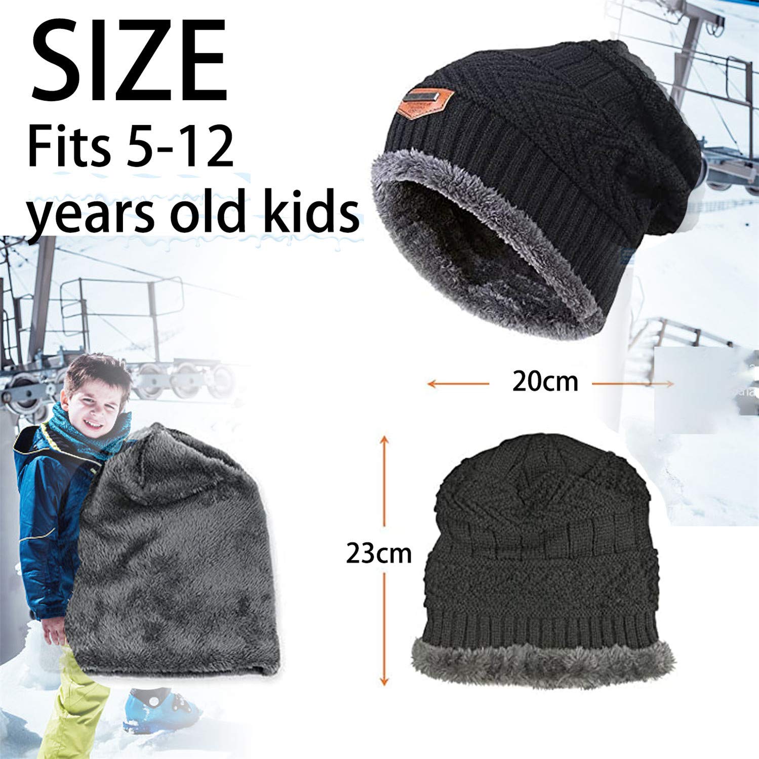 Yutdeng Bufanda Gorro Guantes Beanie Unisexo Niño Set de Bufanda Conjunto de Guantes Punto Sombreros Invierno Regalos Niño