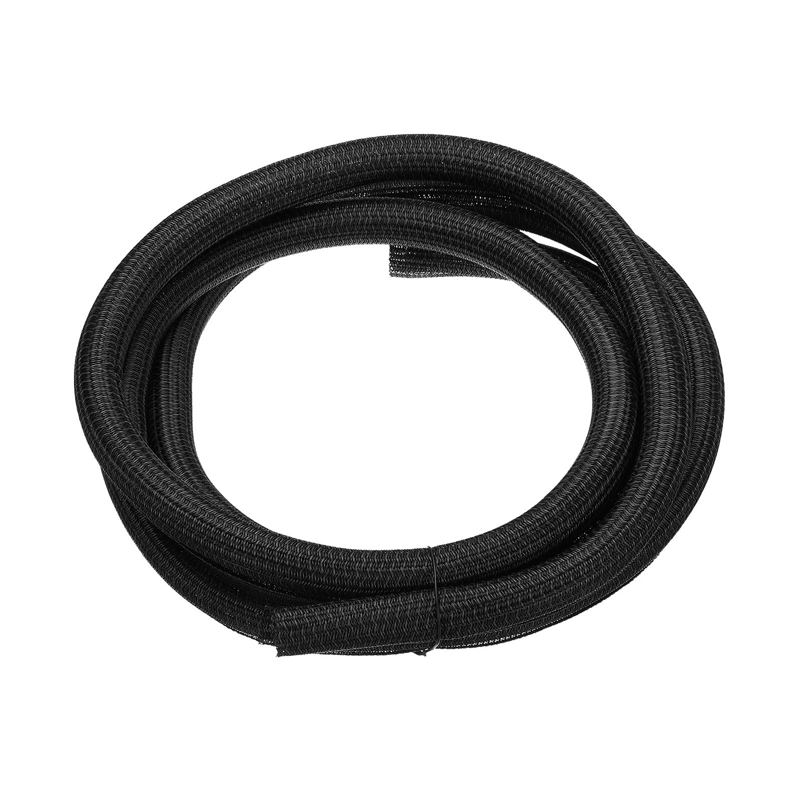 sourcing map Split Sleeve Wire Loom 1" 10Ft Black Self Wrapping Braided Sleeve UL94-V2 Fireproof PET Sleeving for Automotive, Home Cable Management